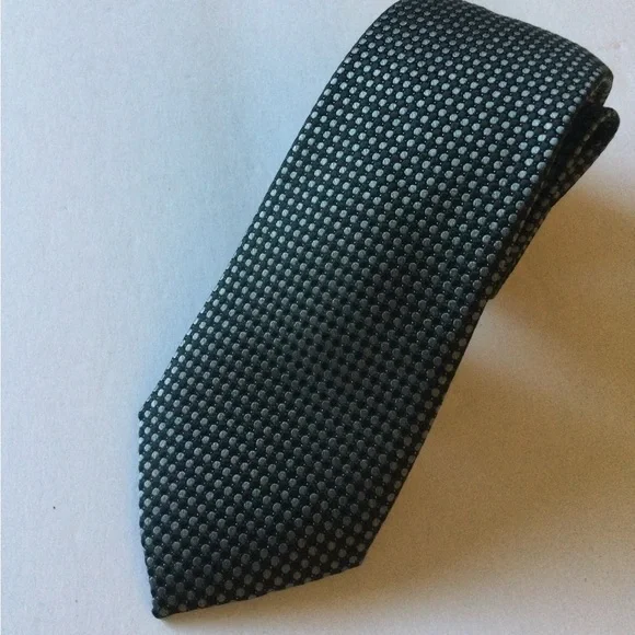 NORDSTROM NENS SILK TIE BLACK GRAY SMALL CHECK NEW